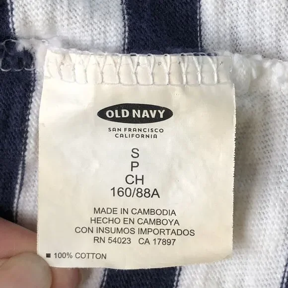 old navy womens short sleeve dress Chest Pocket navy blue white striped Small - Picture 16 of 16